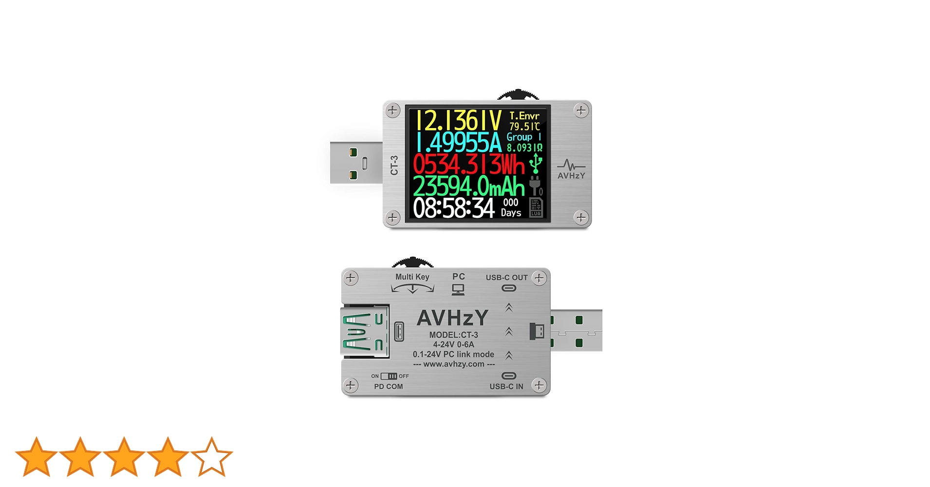USBテスター AVHzY CT-3 AVHzY USB Power Meter USB 3.1 Type-c Tester Digital